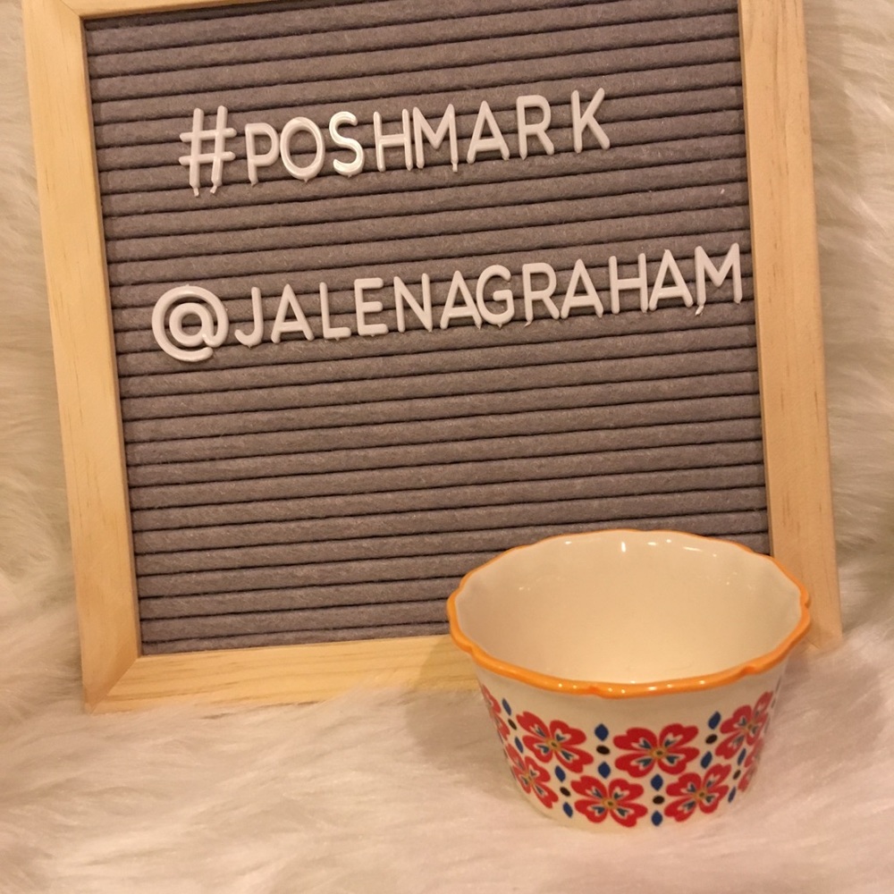 Ramekin orange blue floral